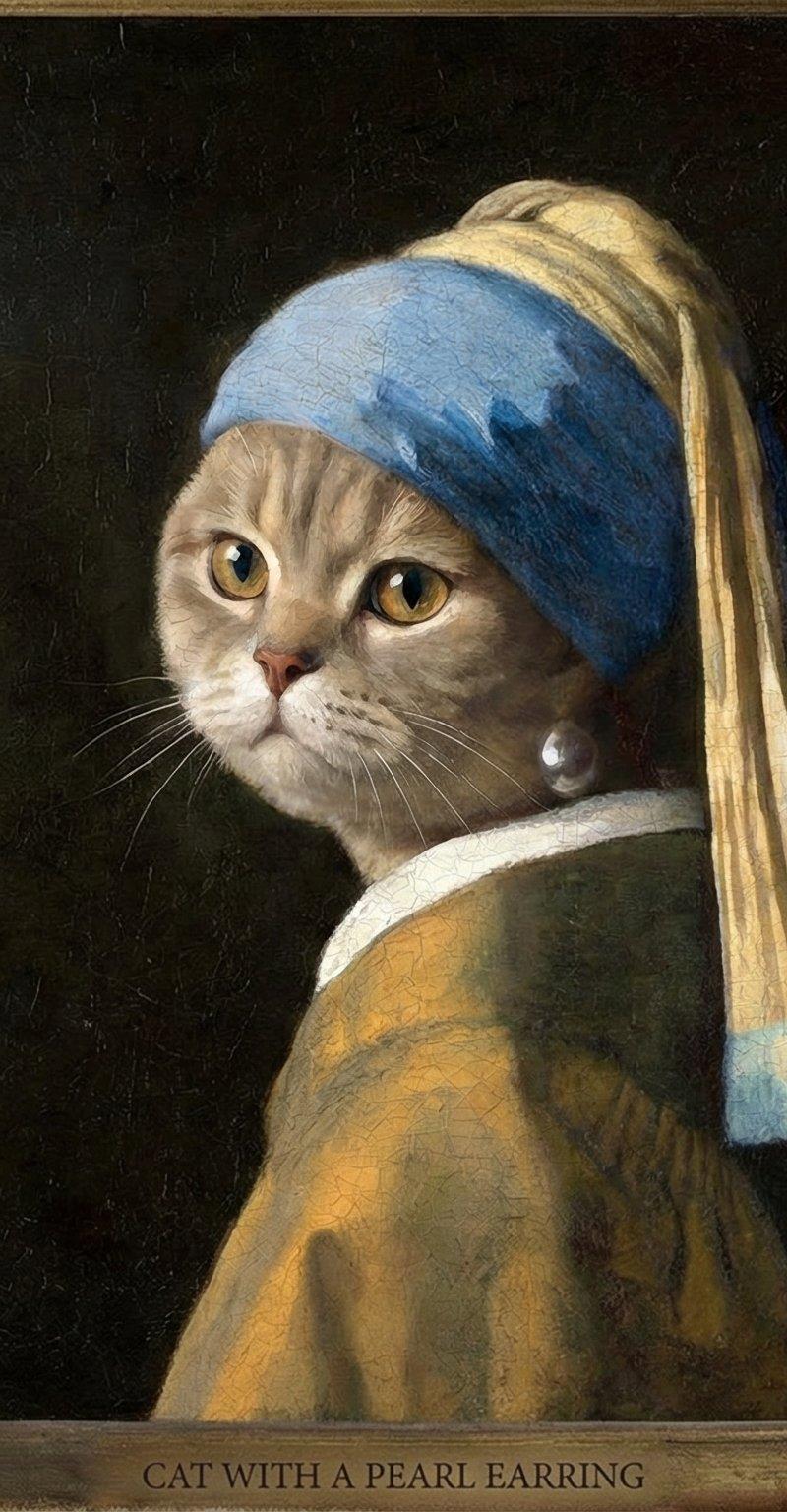 戴珍珠耳环的猫猫