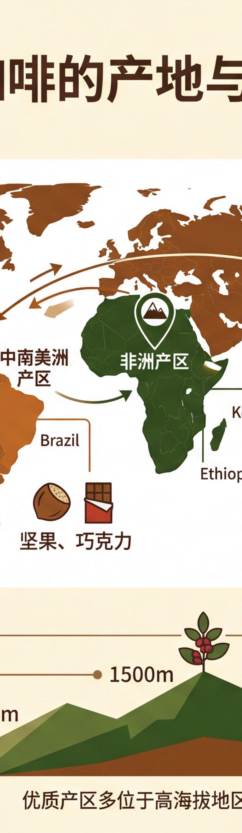 咖啡产地与风味地图信息图制作