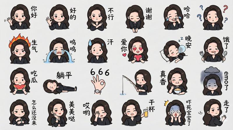 彩色手绘风格表情包