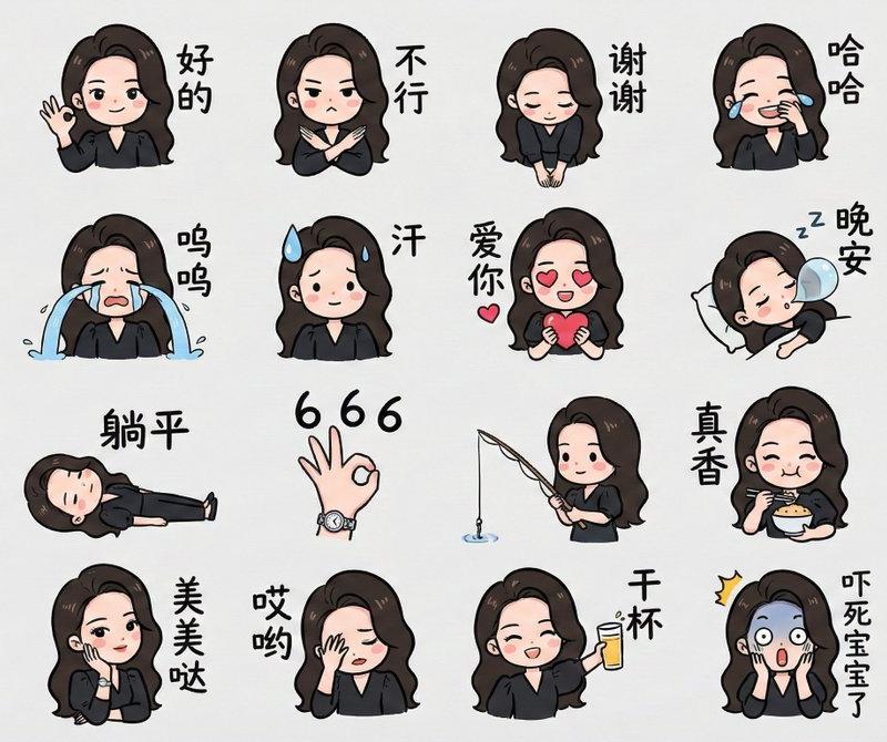 彩色手绘风格表情包