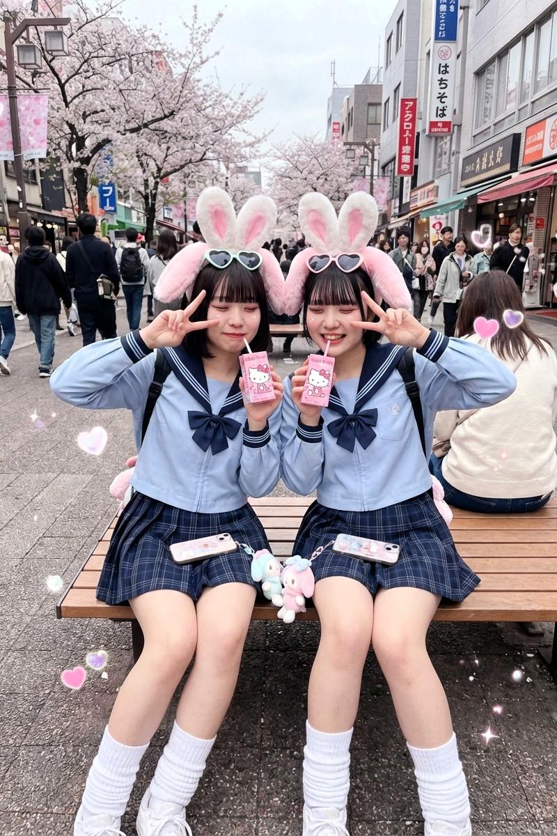可爱日本街头自拍