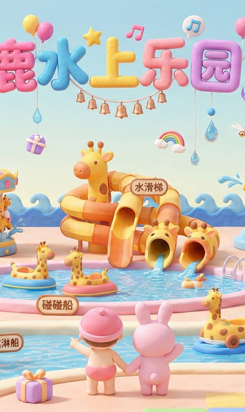 女儿与长颈鹿梦幻乐园