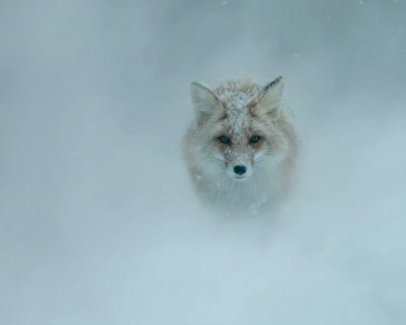 飘雪迷雾中浮现