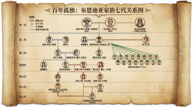 《百年孤独》人物关系图