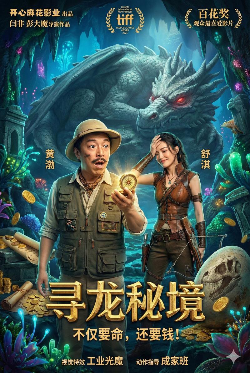 奇幻冒险喜剧海报-寻龙秘境