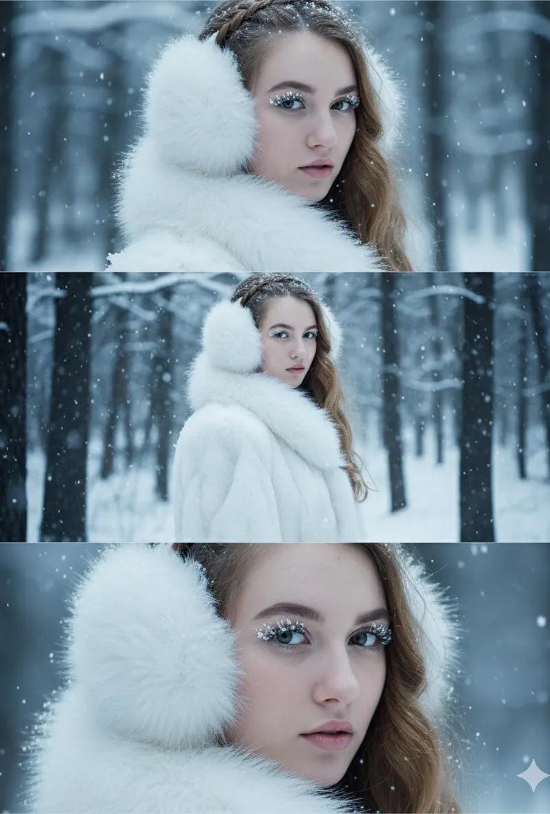雪地森林时尚拍摄