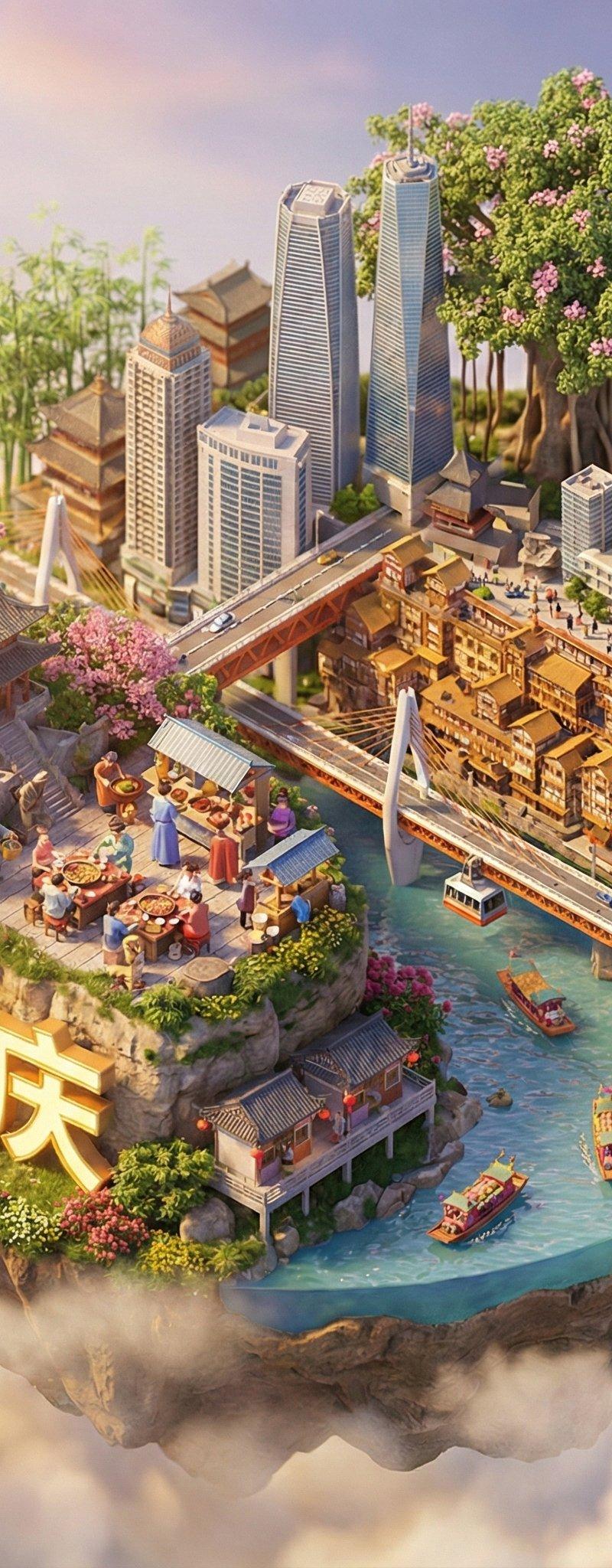 漂浮的微缩梦境城市