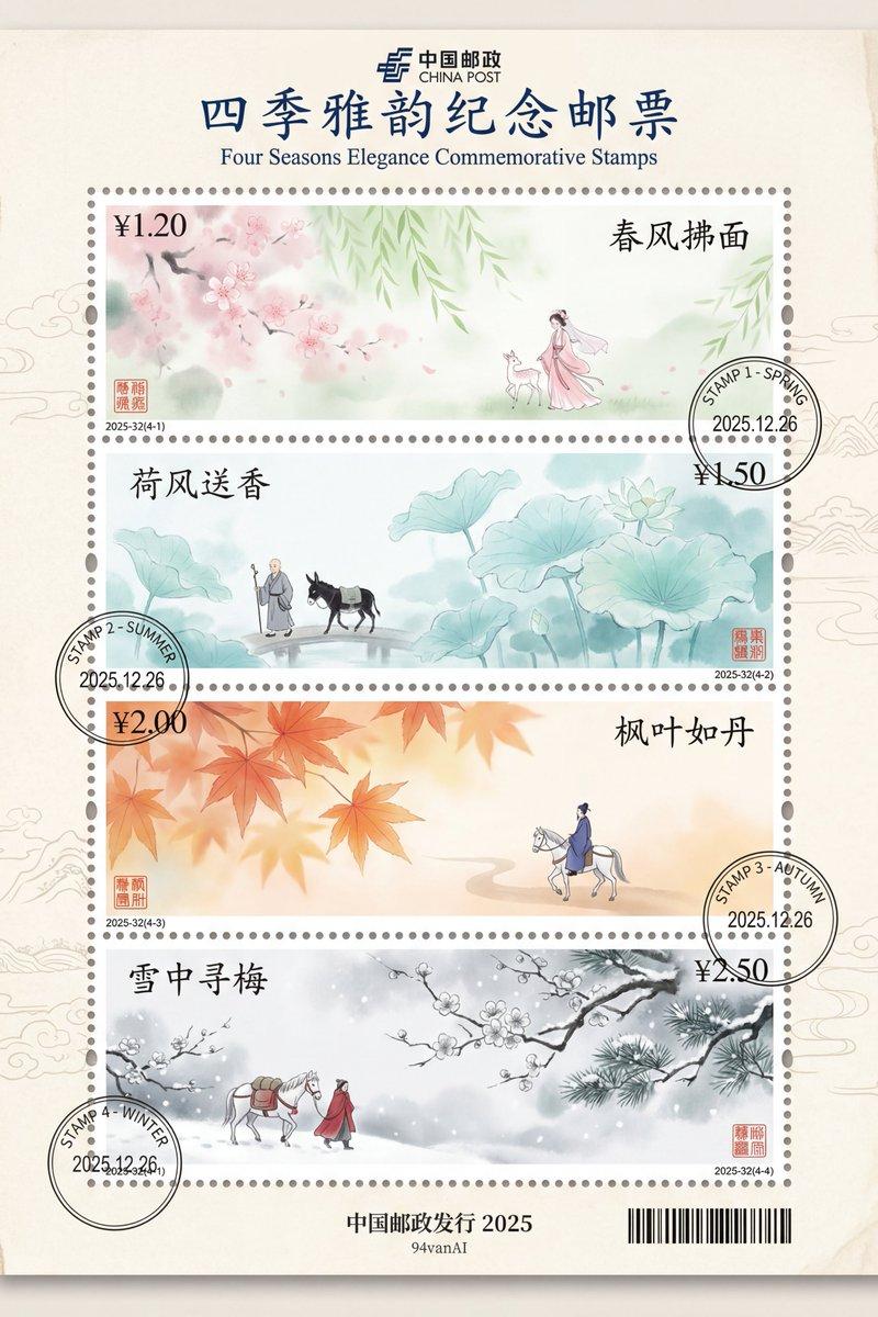 四季邮票设计