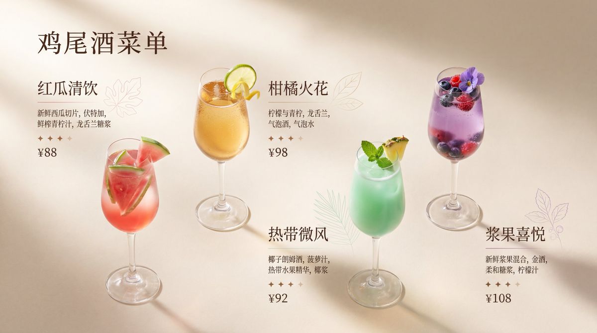 果酒菜单设计：精致优雅的视觉盛宴