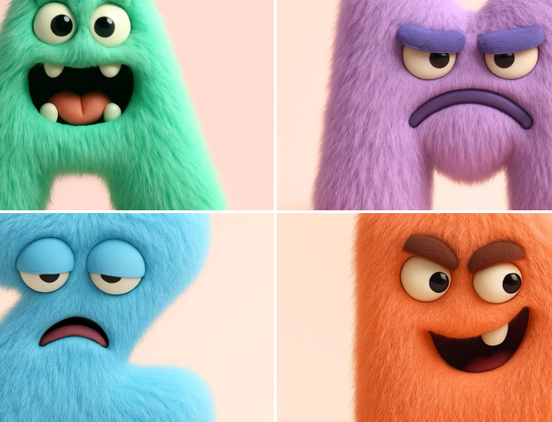 有趣的毛茸茸字母