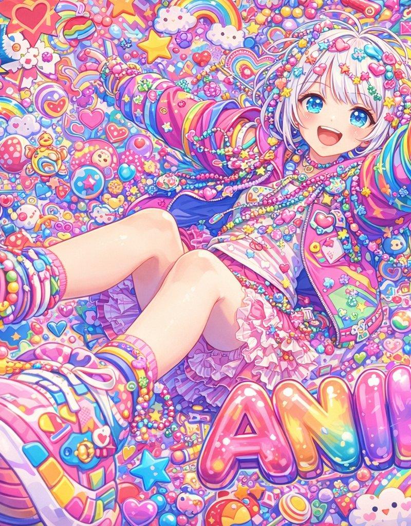 原宿風可愛いキャラクターポスターアート