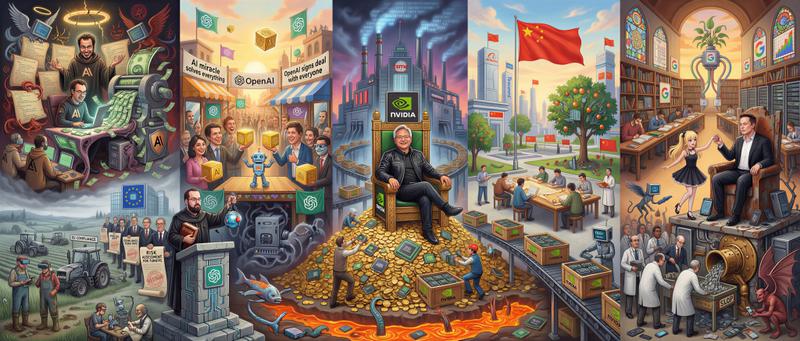 2025年人工智能现状的博斯风格画作