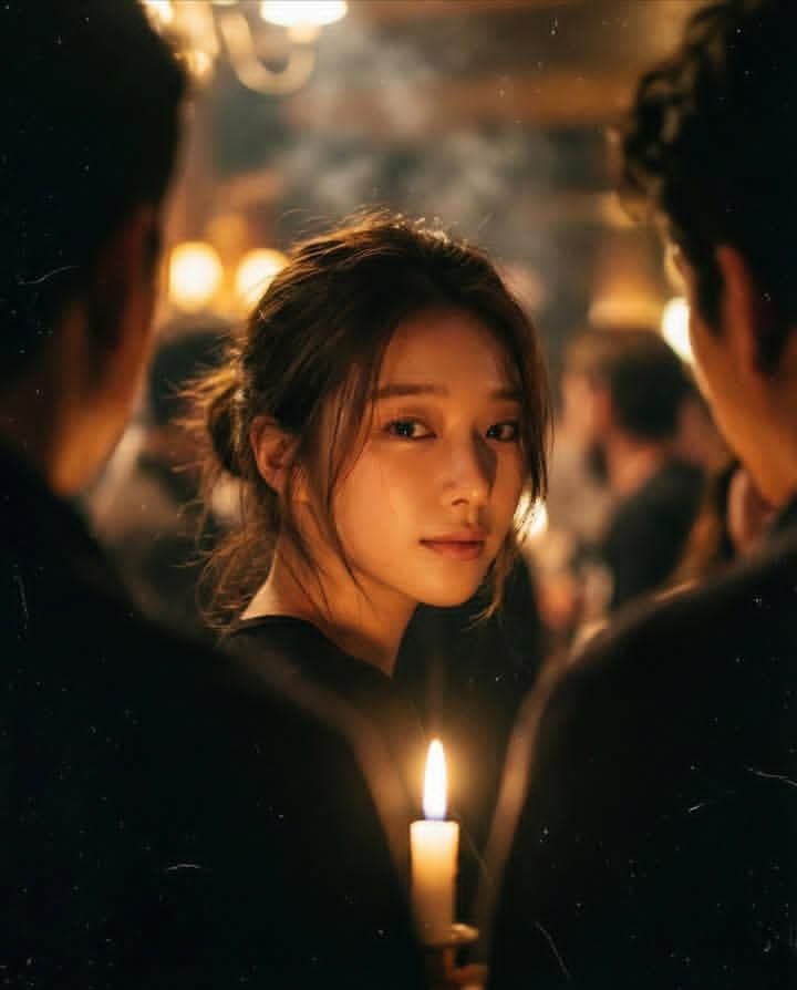 夜晚拥挤酒吧中的亲密瞬间