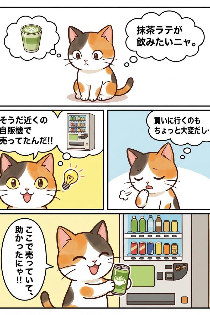 日本四格漫画：猫与抹茶拉特