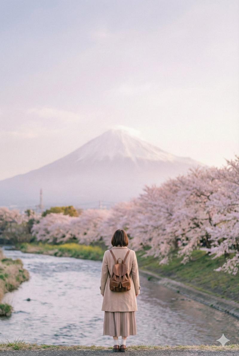 日本風景与时尚女性的照片