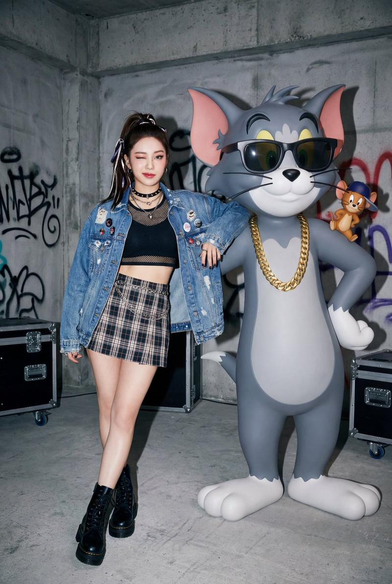 K-pop偶像与汤姆和杰瑞的工业风后台摄影