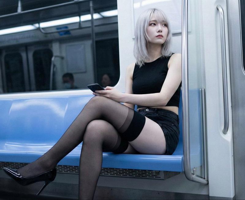 深夜地铁中的美少女