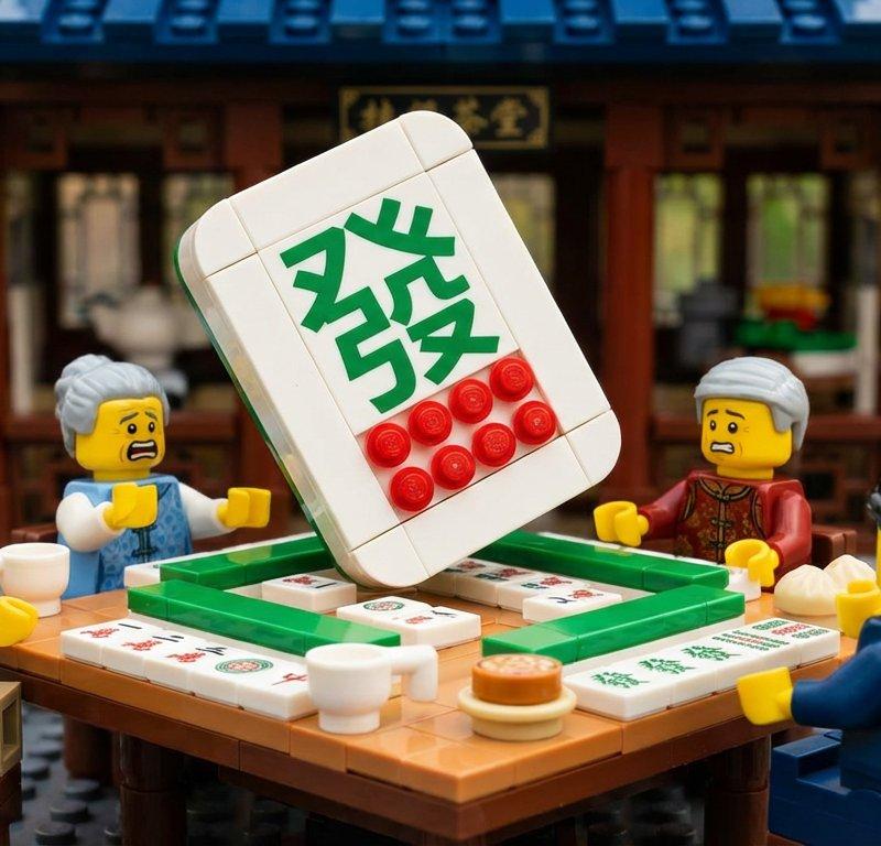 乐高麻将桌微缩摄影