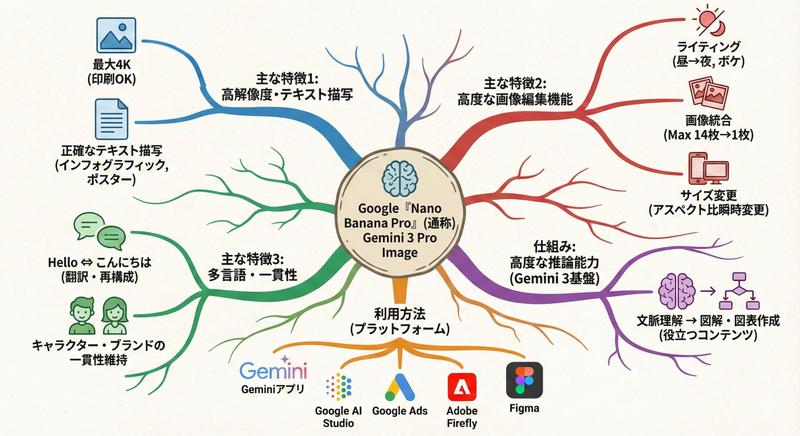Nano Banana Pro：中心広がりマップの作成方法