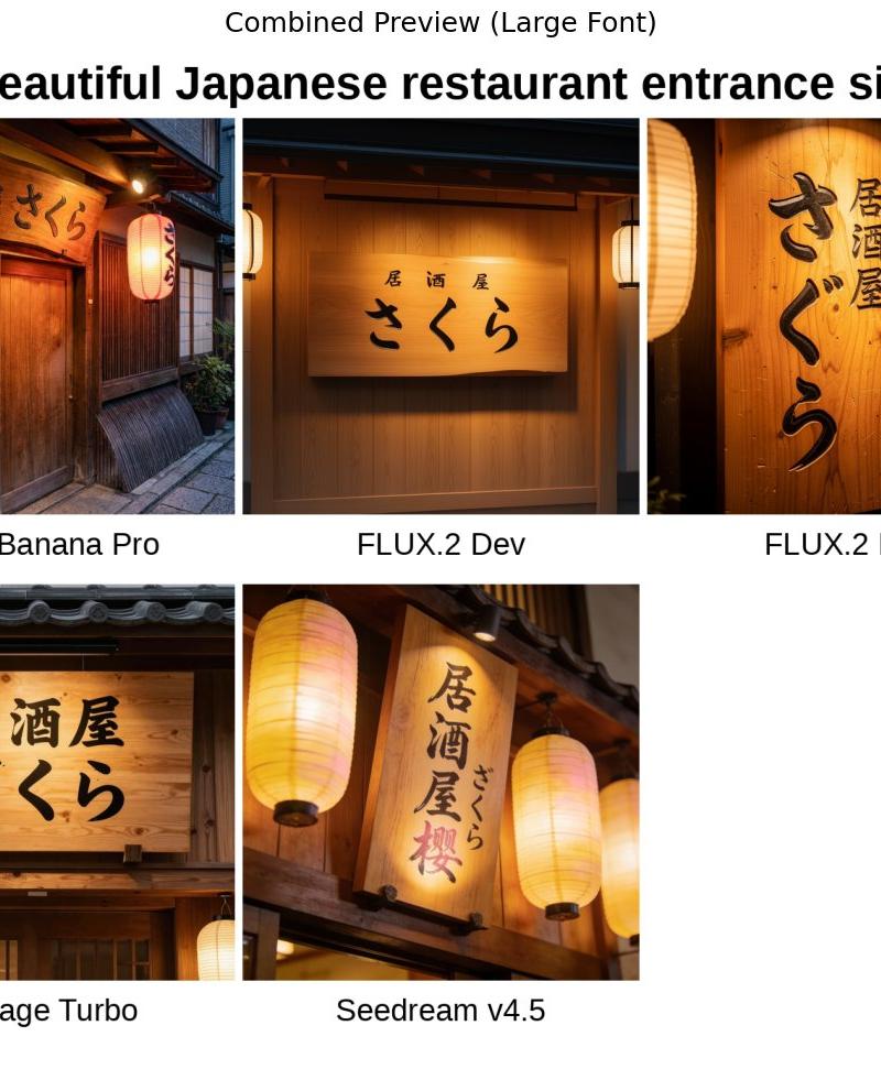 Nano Banana Pro vs FLUX.2 Pro vs FLUX.2 Dev vs Z Image Turbo vs SeeDream 4.5 バトル実験❸