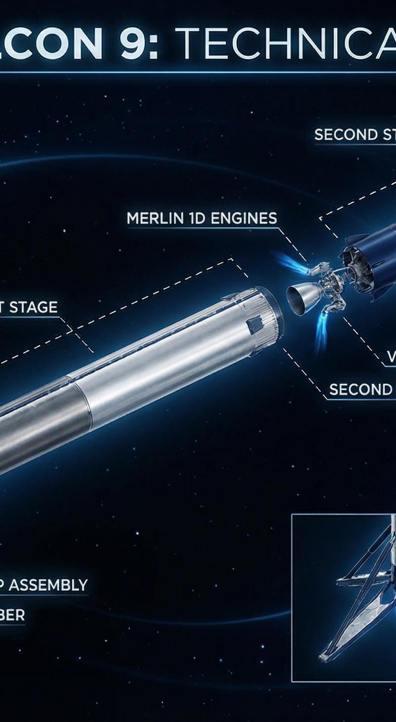 NANOBANANA PRO - SpaceX Falcon 9 火箭解剖技术海报