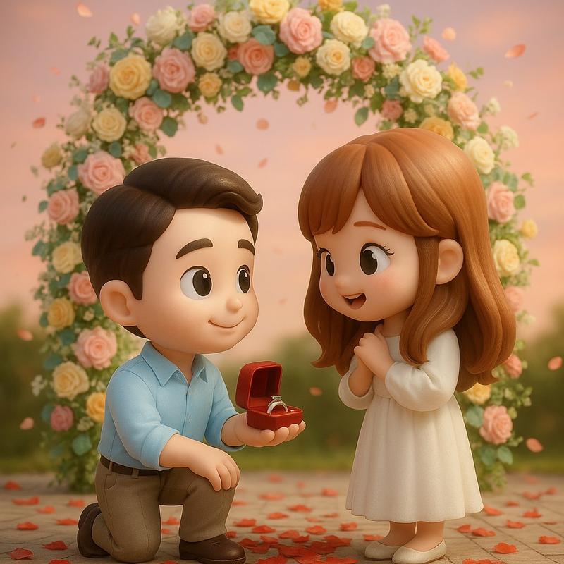 求婚风格Q版3D人物照片
