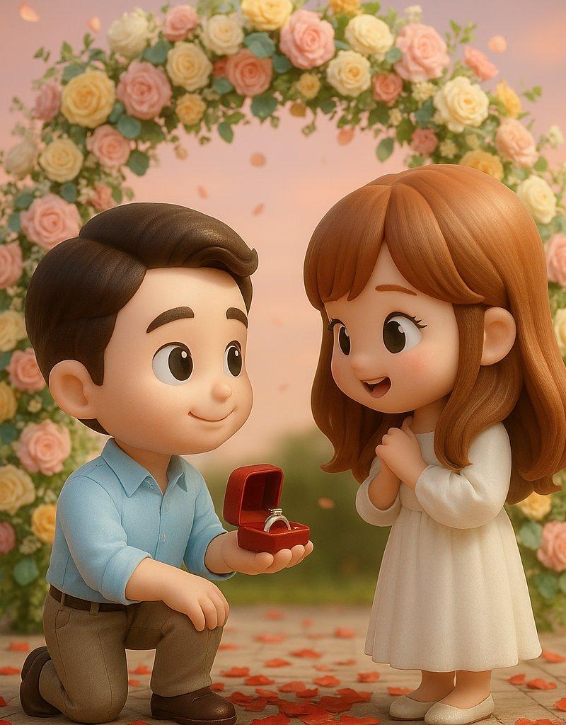 求婚风格Q版3D人物照片