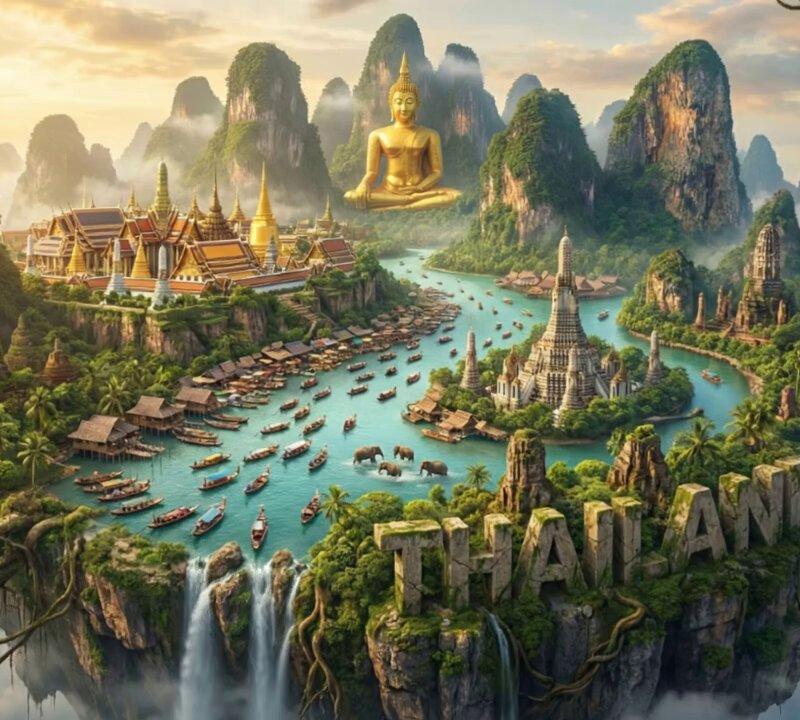 天空之城：融合多国景观的奇幻漂浮岛