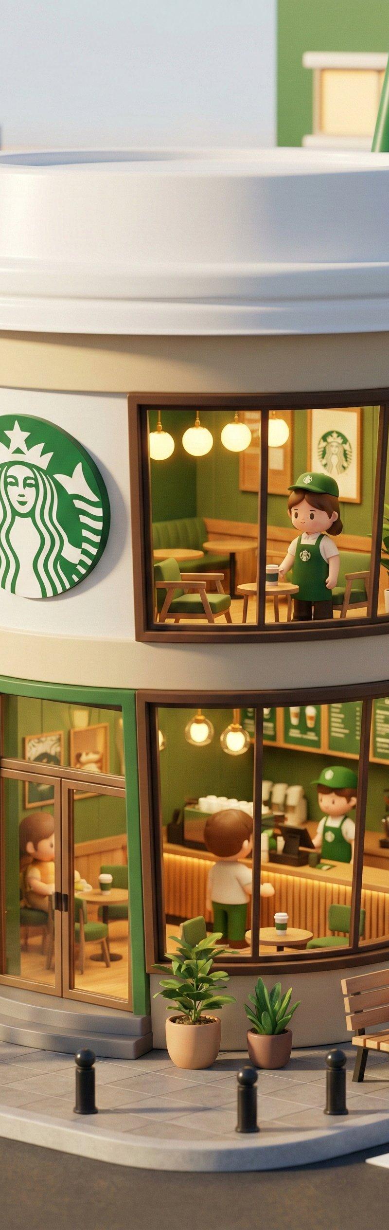 星巴克迷你概念店：3D卡哇伊风格