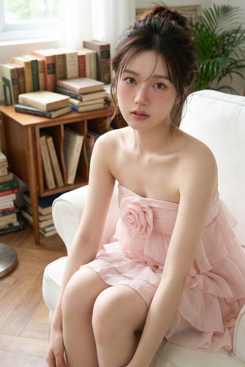 精致亚洲少女阅读场景