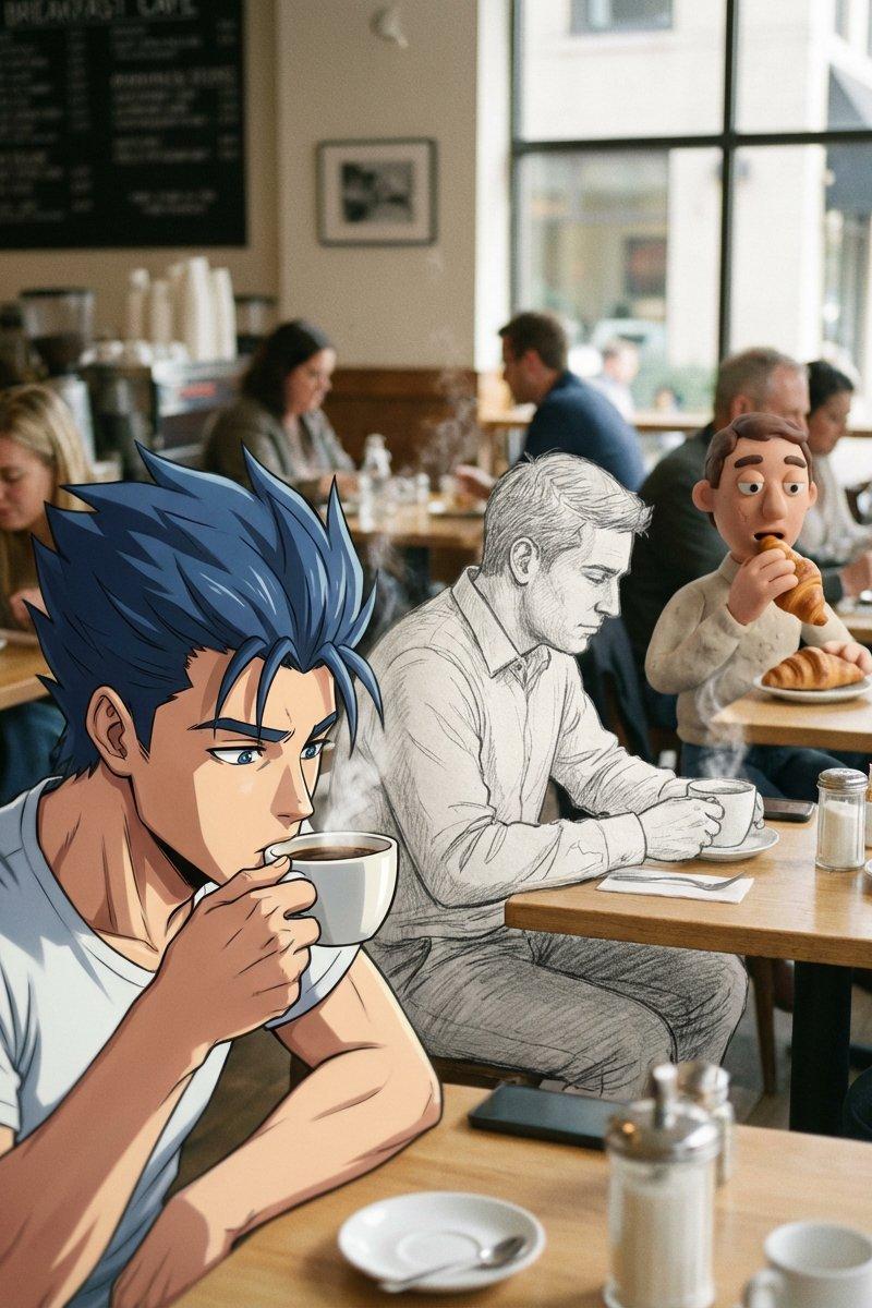 风格混合的早餐咖啡馆