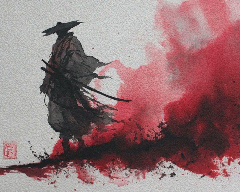 传统日式墨色画