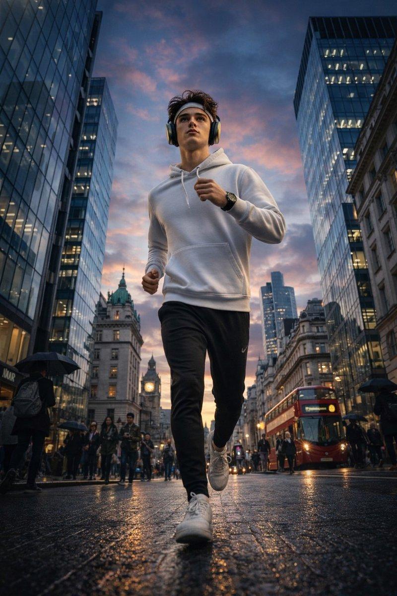 高清伦敦街头慢跑男子图像