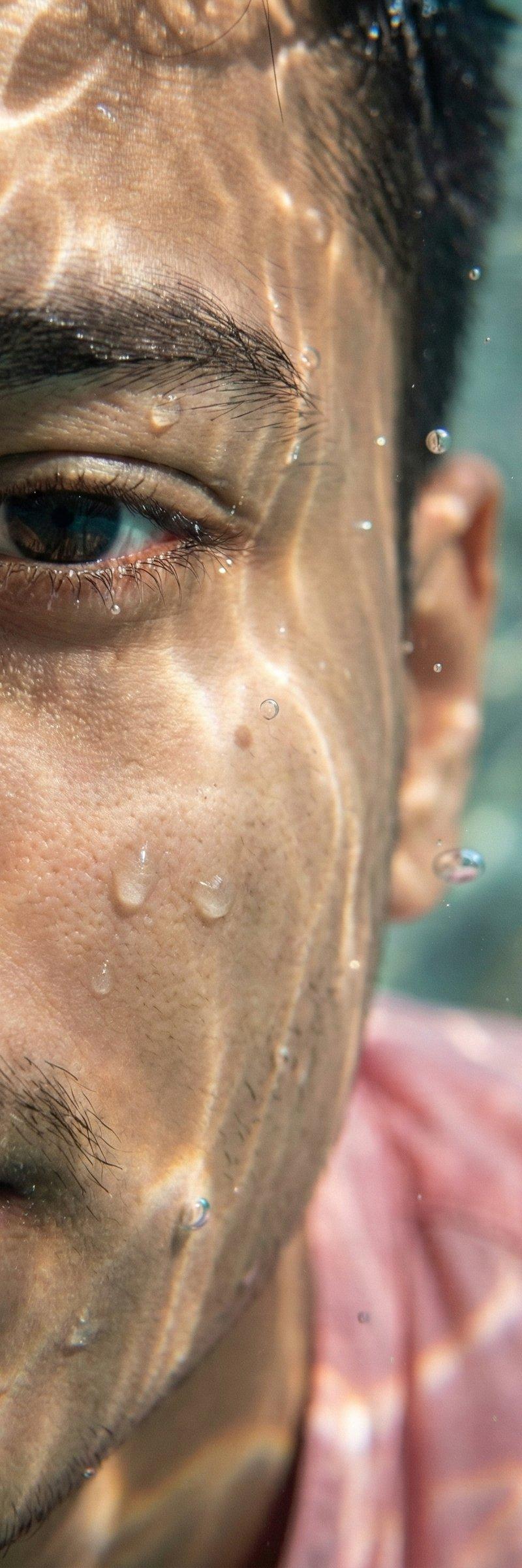 水下半脸特写肖像