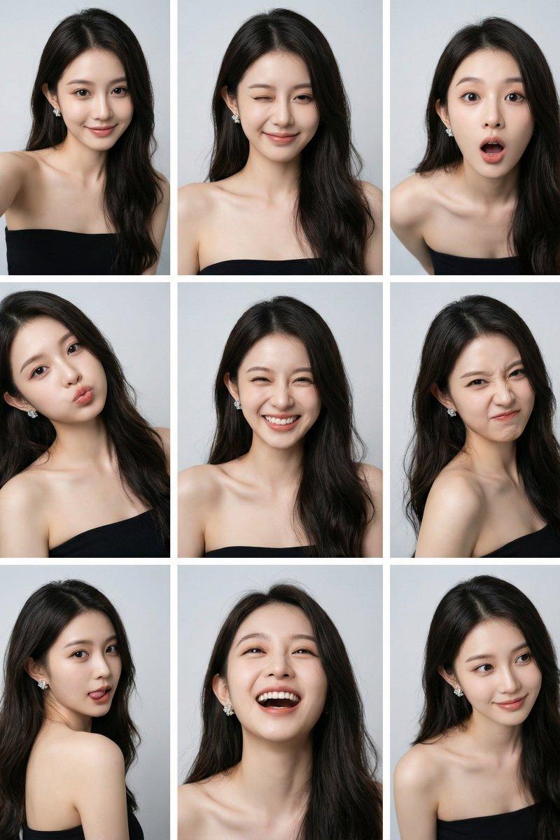 统一亚洲女性九宫格照片