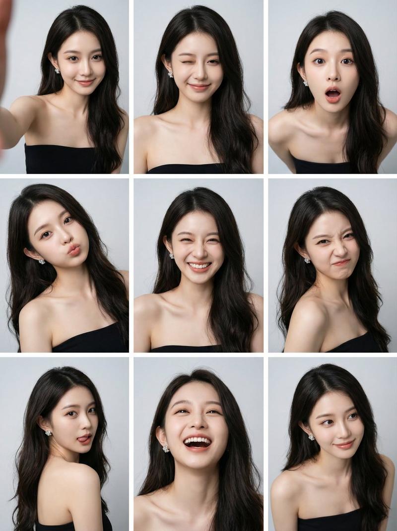 统一亚洲女性九宫格照片