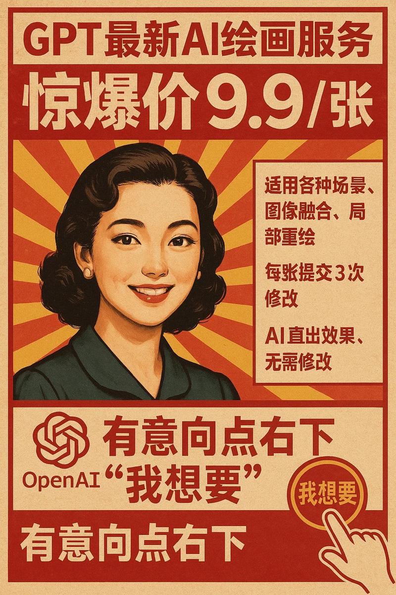 复古宣传海报风格GPT-4o AI绘画服务广告