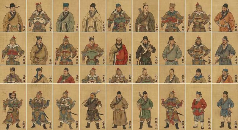 《水浒》排名前30人物工笔画图生成