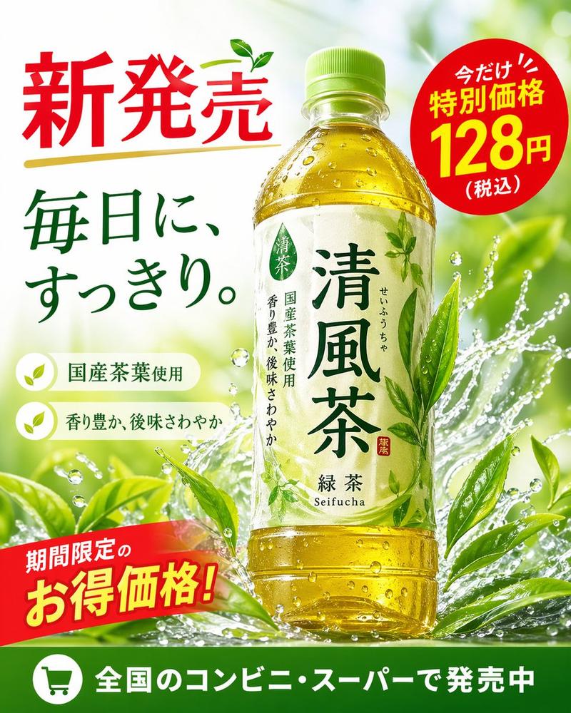 绿茶瓶装广告海报