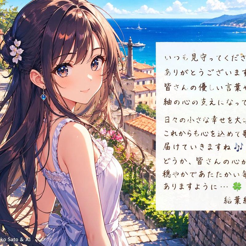 海边的动漫少女与信件