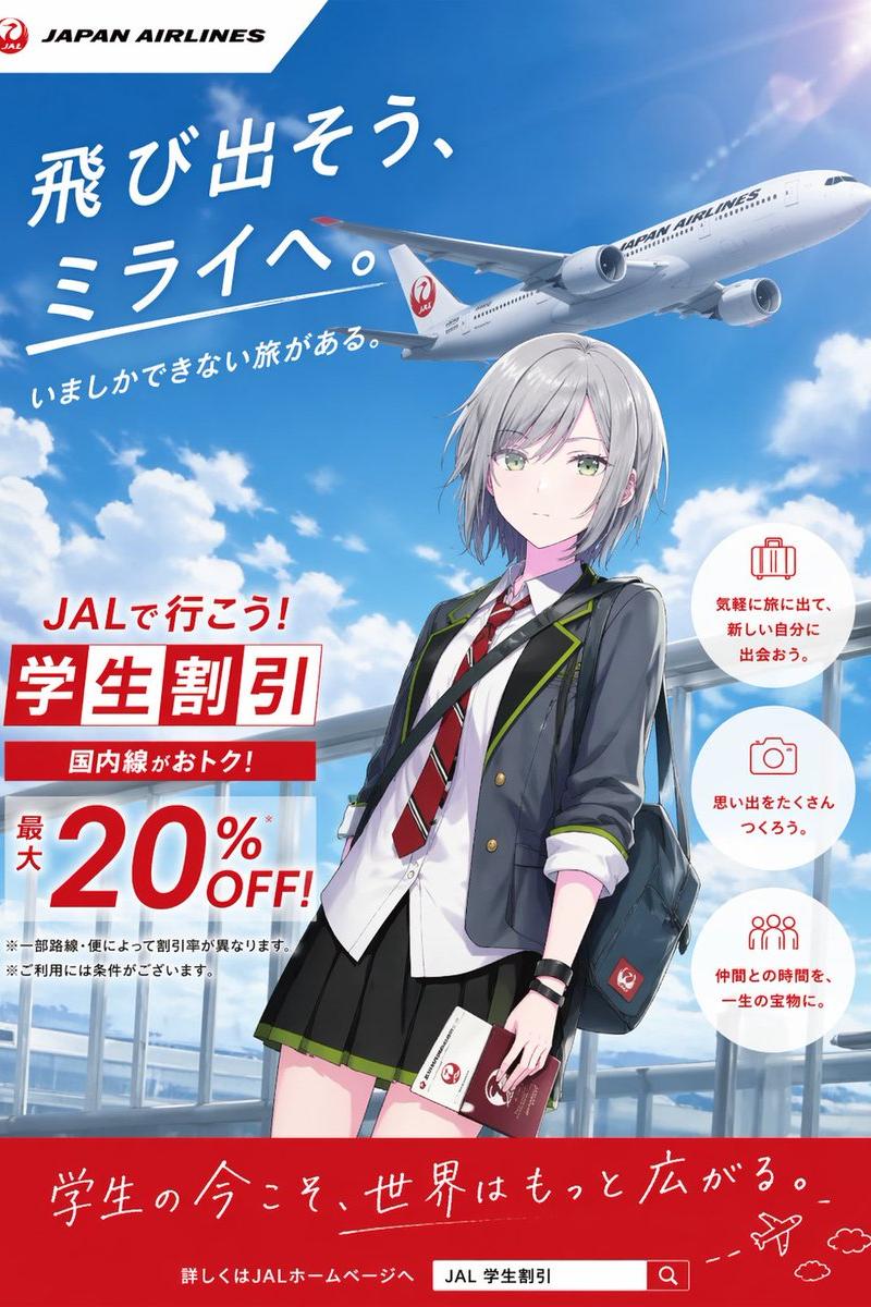 动漫风格 JAL 学生优惠海报