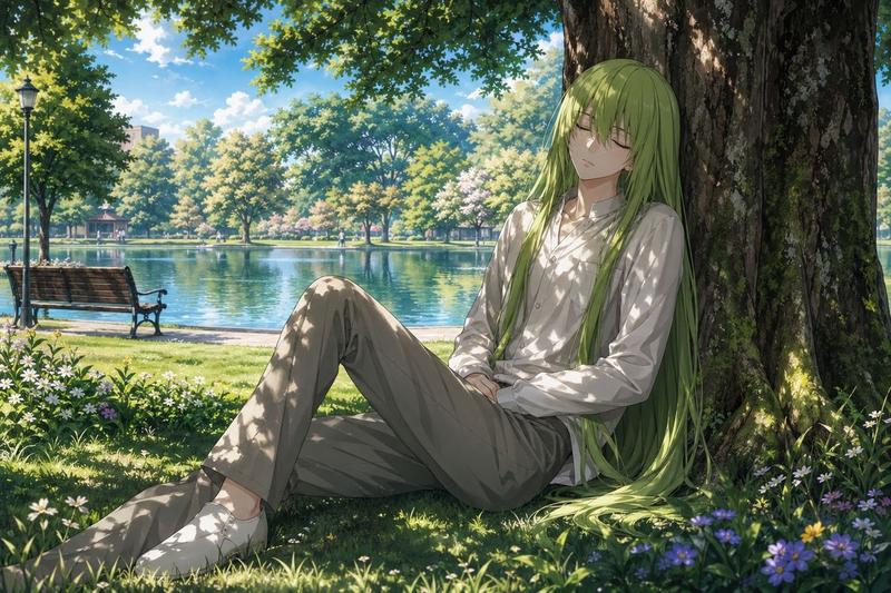 恩奇都（Enkidu）在湖畔树下休憩