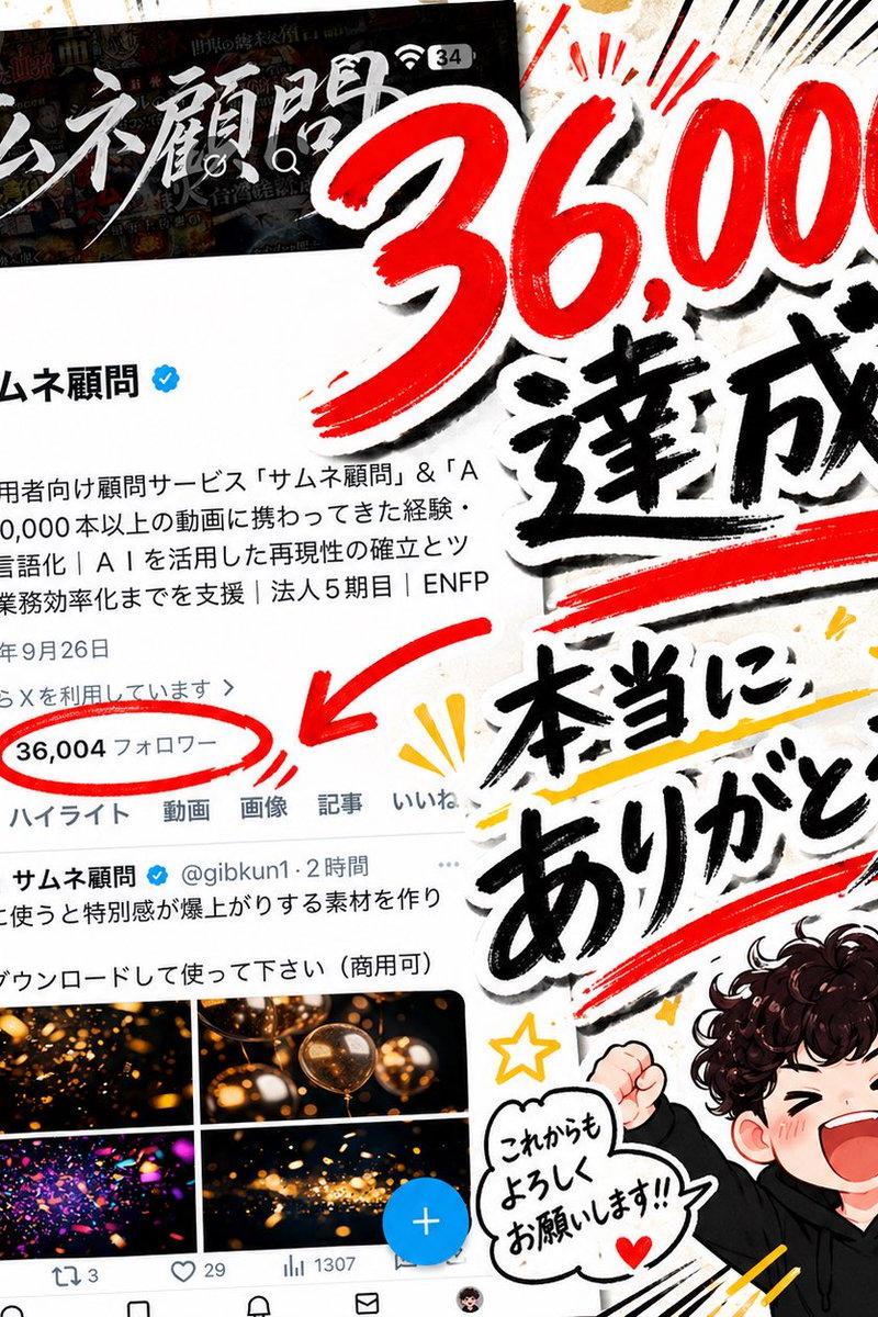 日语 36,000 粉丝庆祝帖