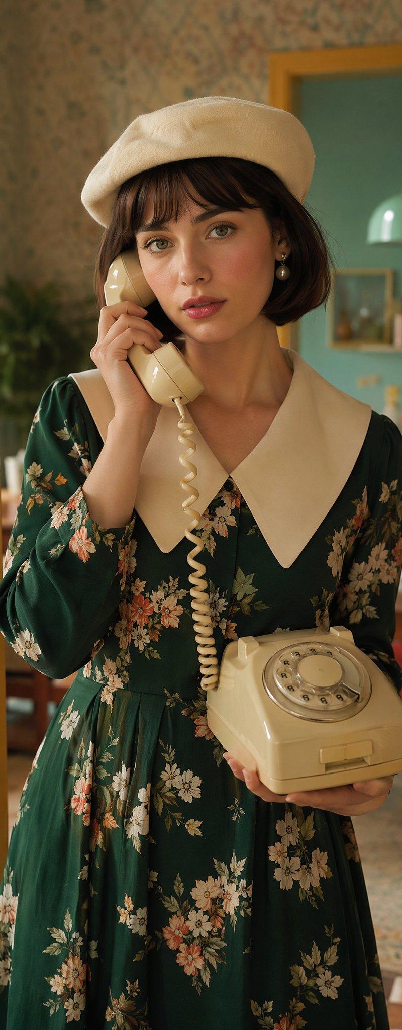 20 世纪 70 年代 Vogue 风格电话人像