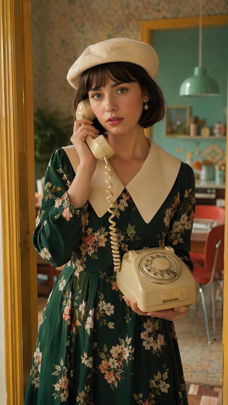 20 世纪 70 年代 Vogue 风格电话人像