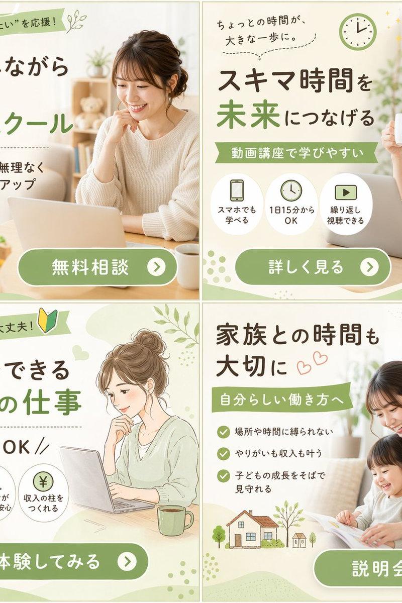 在线学校 2x2 网格横幅广告