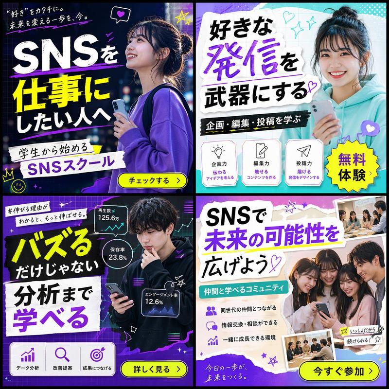 2x2 SNS 学院横幅广告网格
