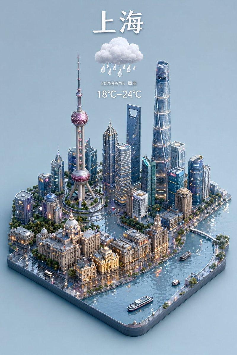 3D 等轴测微缩城市天气地图