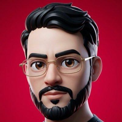 红色背景下的 3D 男性头像