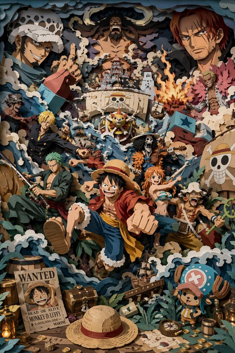 3D 纸雕海盗场景